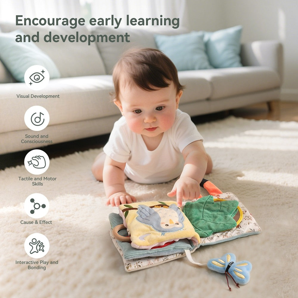 Baby Toys for 0 12 Months Cloth Book Early Educational Sensory Book Baby Soft Books Fluffy Cartoon Elephant Books With Mirror