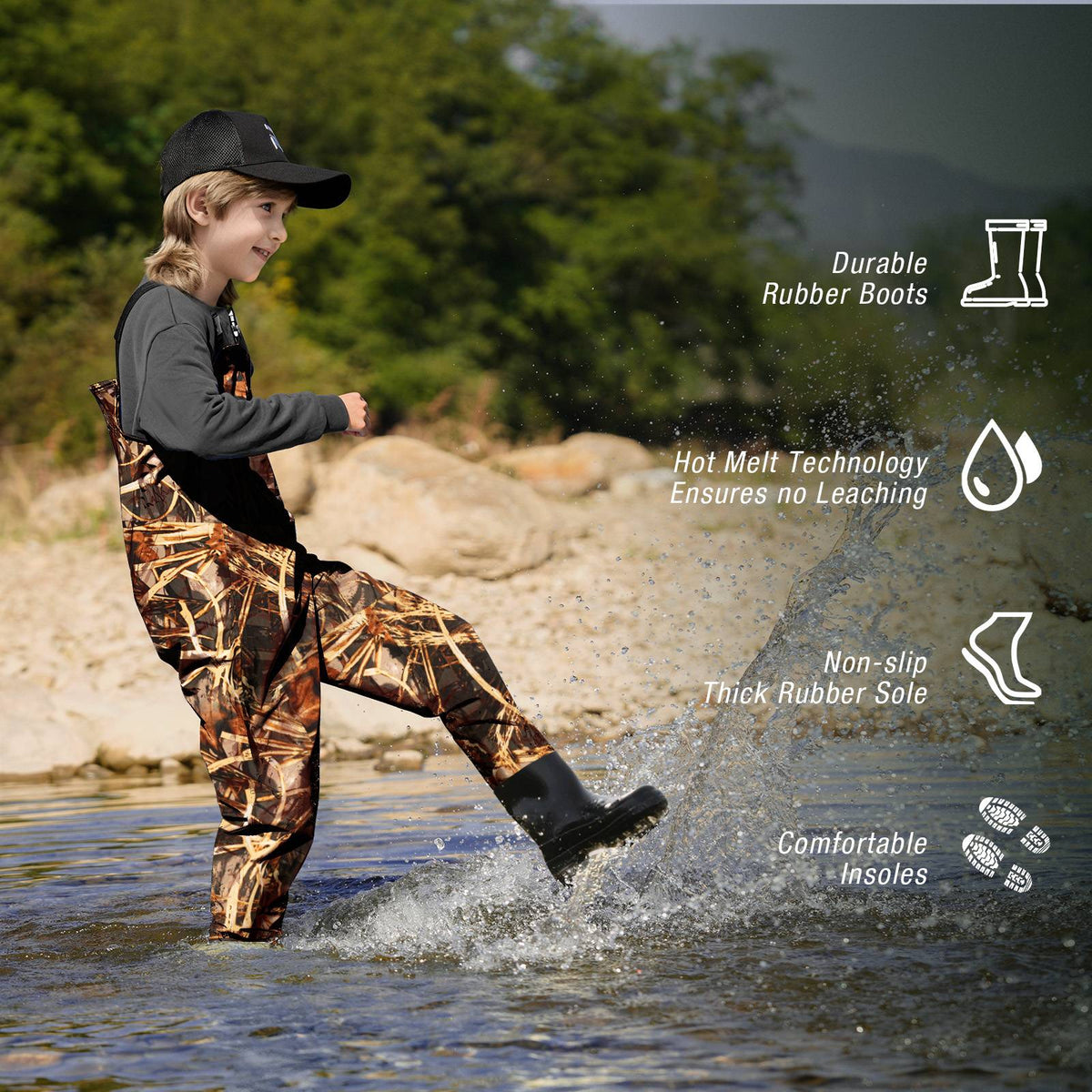Chest Waders for Kids Youth Fishing Waders Waterproof Hunting Waders with Boots Nylon Waders for Toddler Children