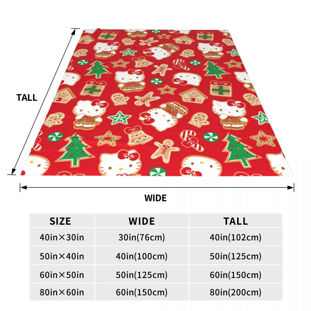Christmas Hello Kitty Blankets Quality Warm Throw Blanket Winter Travel Office Couch Bed Graphic Bedspread