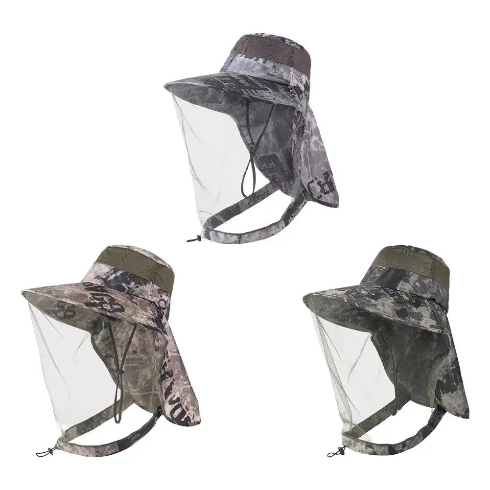 Outdoor Head Face Mask Hat Net Cover Anti-mosquito Cover Mosquito Net Cap Travel Breathable Head Mesh Covers Fishing Caps