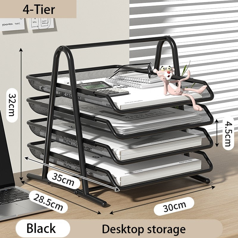 Mesh Letter Tray,Office Desk Paper Organizer with Sliding Trays for Desk Accessories, Office Supplies and File Storage, Black