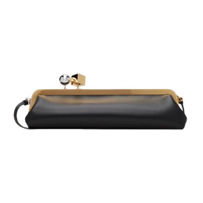 women frame design black clasp clutch purse evening dinner party bag 2025 new microfibe leather shoulder bag