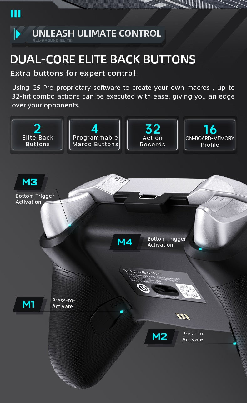 Machenike Gamepad Wireless Gaming Controller G5 Pro Elite Hall Trigger Joystick Mecha-Tactile Buttons For Switch PC Android IOS