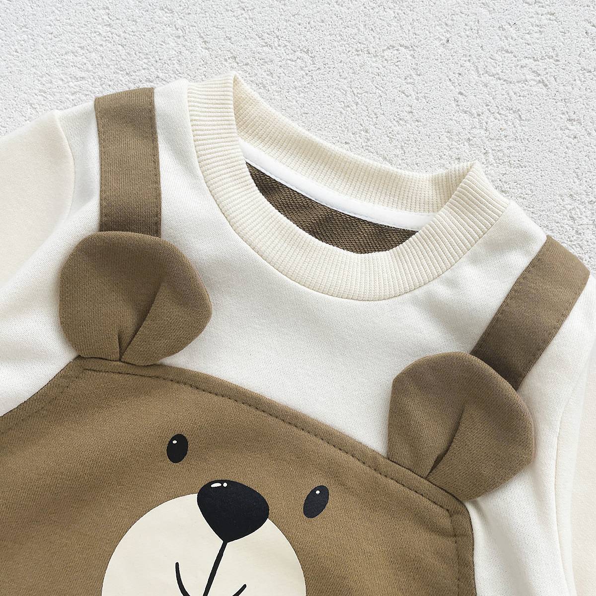 Autumn Baby Bodysuit Little Bear Pattern Dual Color Long Sleeve Warm Jumpsuit Baby Clothes Baby Boys Girls Romper 0-2 Years Old