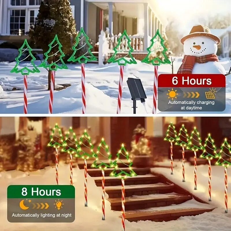 5PC/set Solar Candy Christmas Tree Garden Lights Outdoor Waterproof Lawn Lamp LED Decoration Stake Lights For Yard Festive Party
