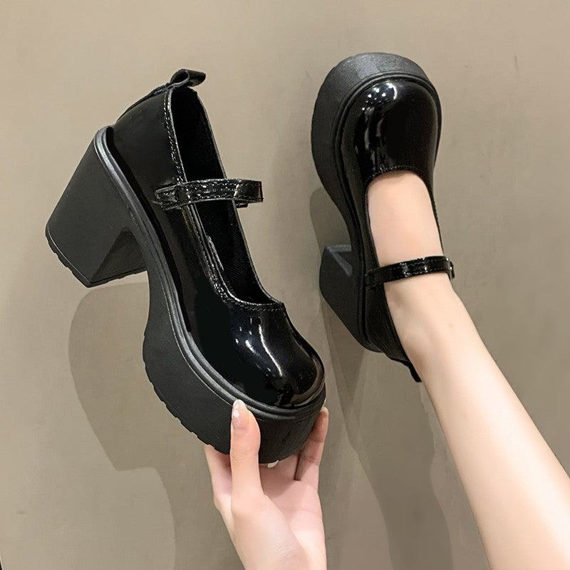 Fashion White Chunky Platform High Heels Women's 2024 New Fall/winter Mary Jane Shoes