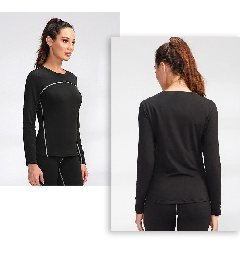 Women's Autumn Winter keep Warm long-sleeved Fitness Running Sports Training Top Slim Quick Dry Stretch Gym Top female Yoga tops