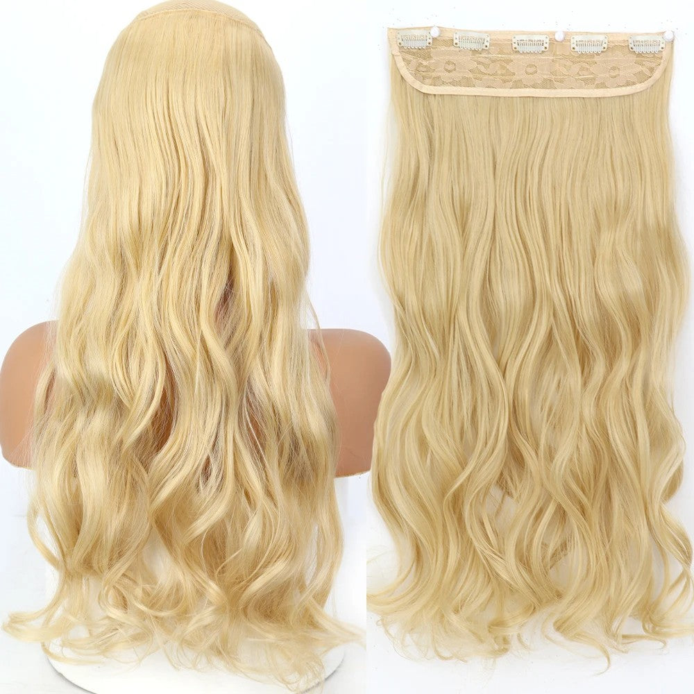 Long Straight Hairstyle 5 Clip Natural Hair Extension Synthetic Fiber Heat-Resistant Hairpiece 22"32" Black Brown Blonde