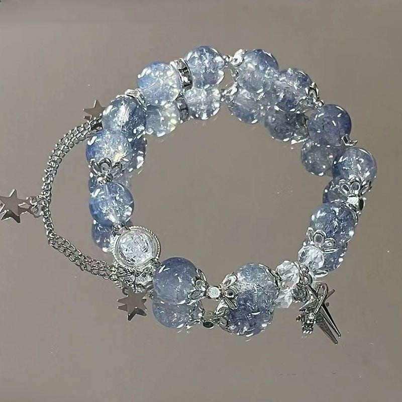 New Simple Beads Crystal Bracelet for Women Girls Korean Ins Flower Fox Feather Tassel Bracelets Friendship Jewelry Gifts 2024