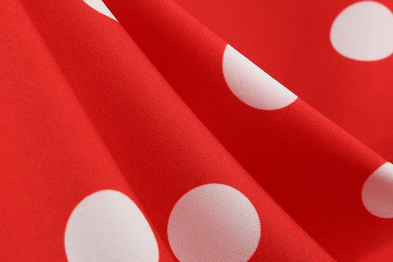 Elegant Women Summer Dress Puff Short Sleeve Polka Dot Peter pan Collar Vintage A-line Midi Long Party Sundress