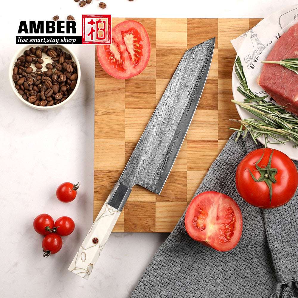 Cutting Tool Chef Santoku Utility Knife white mesh resin HD 67-Layer Damascus Steel Japanese Kiritsuke knife set for kitchen ues