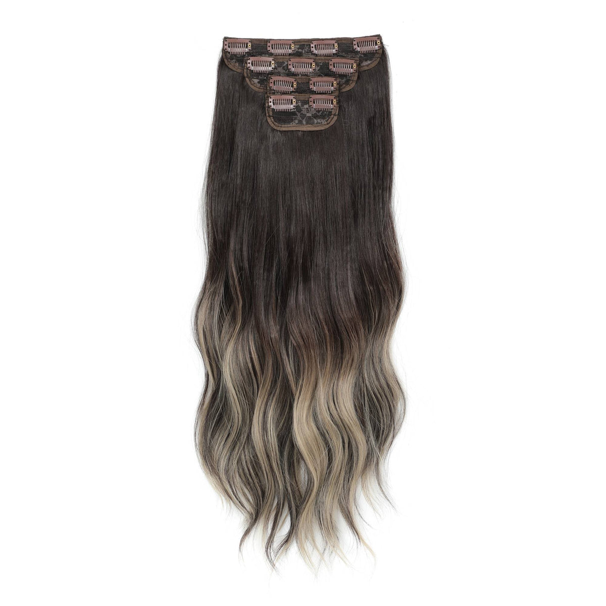 24Inch 61cm Body Wave Synthetic Wavy Blond 27/613 White Clip In Hair Extensions 4Pcs/lot 220g Heat Resistant Fiber