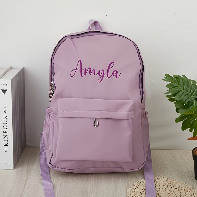 Customized Name Personalized Nylon Backpack Lightweight Practical Bag, Ideal Gift for School Season Daily Use Outdoor Activities