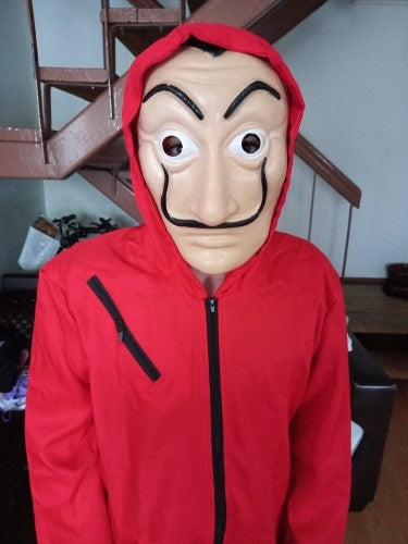 Adult and Children's Paper House Cosplay Costume Red Onesie Halloween Stage Wear with Hat Onesie Set