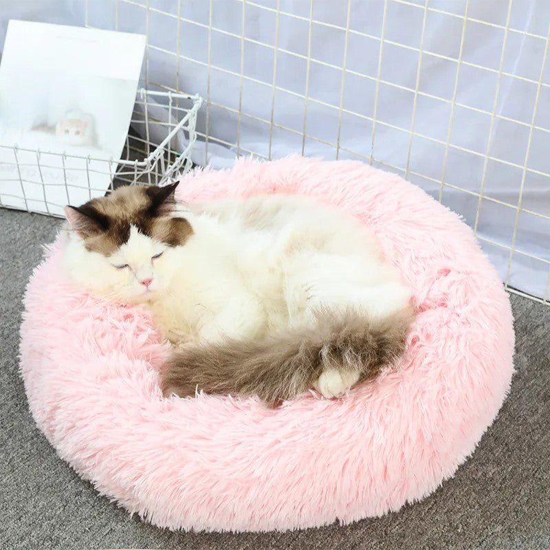 Round Cat Beds House Soft Long Plush Nest Pet Bed For Dogs Basket Pet Products Cushion Mat Animals Sleeping Sofa Suit For Winter