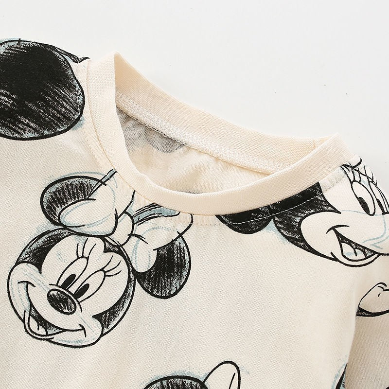Disney Mickey Print Baby Boys Underwear Set Autumn Kids Home Clothes Suit Casual Cartoon Long Sleeve Tops + Pants Children's Pjs