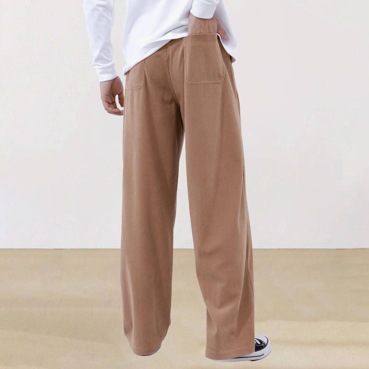 Mens Corduroy Joggers Pants Casual Cargo Pants Drawstring Elastic Waist Baggy Tapered Sweatpants with Pockets Outdoor Sweatpants