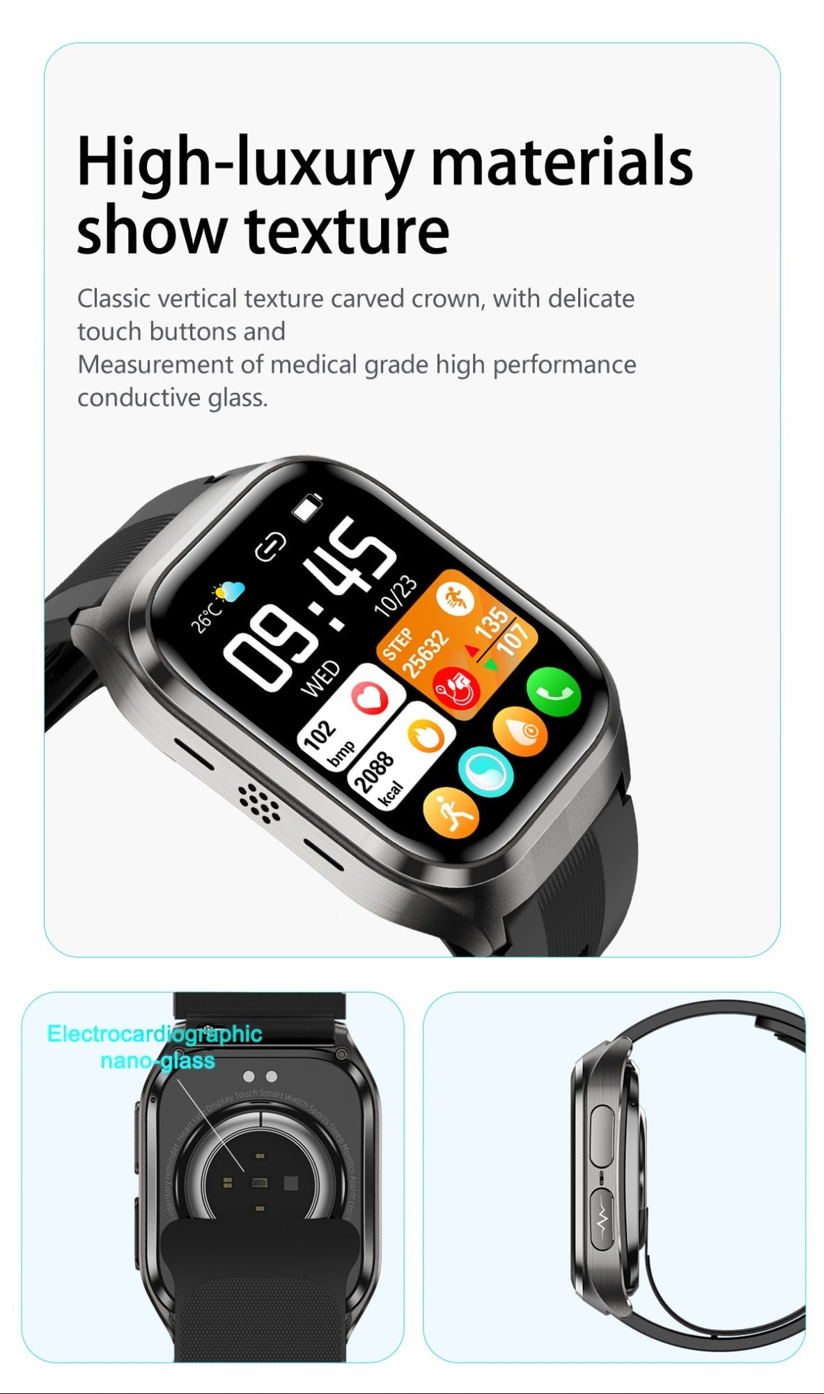2025 New Nursing Grade Air Bag Smart Watch Men Blood Fat ECG+PPG Blood Pressure Broadcast NFC HD BT Call Health SmartWatch Woman
