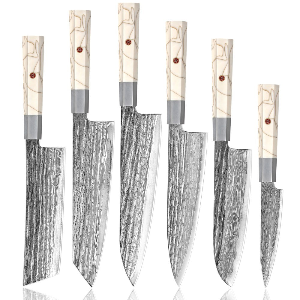 Cutting Tool Chef Santoku Utility Knife white mesh resin HD 67-Layer Damascus Steel Japanese Kiritsuke knife set for kitchen ues