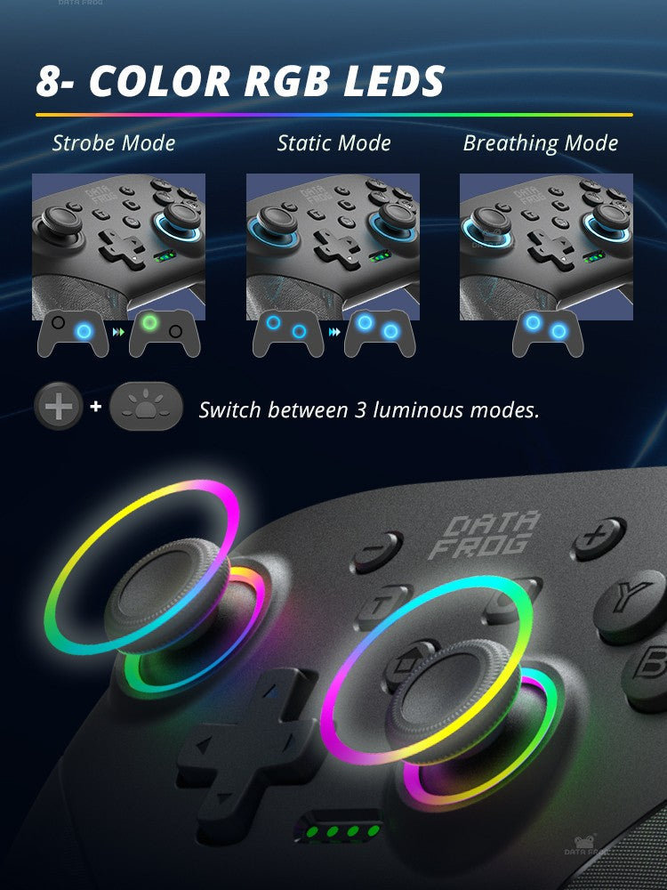 DATA FROG Wireless Pro Game Controller Bluetooth Gamepad With 1000mAh Battery Programmable Turbo Function For Nintendo Switch Sw