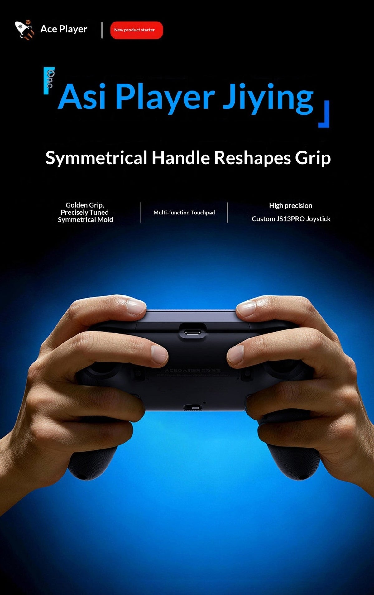 AceGamer D4 Wireless Gaming Controller Symmetric Bluetooth 2 4G Custom Js13pro Joystick for PS4/Pc/Steam/Switch2 Fps Gamers Gift
