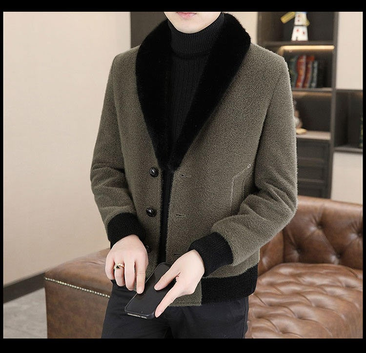 2024 Winter Woolen Jacket for Men Thick and Plush Warm Lapel Trench Coat Casual Business Wool Blends Social Streetwear Overcoat