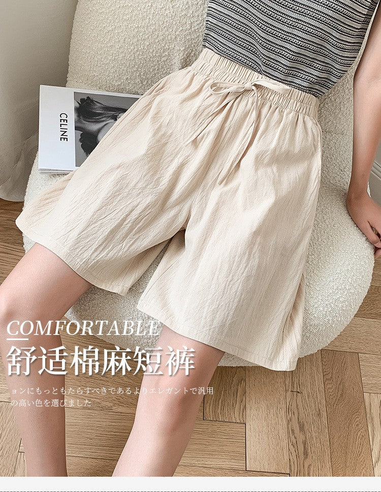 Women shorts Summer Casual Solid Cotton Linen shorts high waist loose shorts for girls Soft Cool female shorts M-3XL
