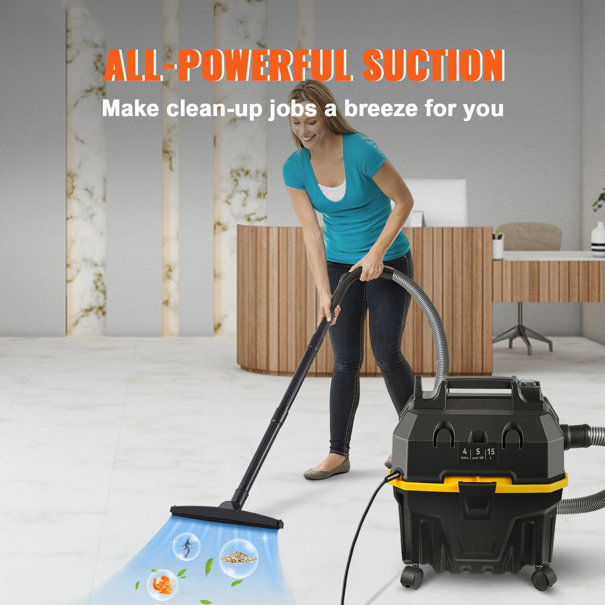 SucceBuy Portable Wet and Dry Vacuum Cleaner 15L For Car & Home Appliance 1200W Power Strong Suction Vacuum Cleaner & Air Blower