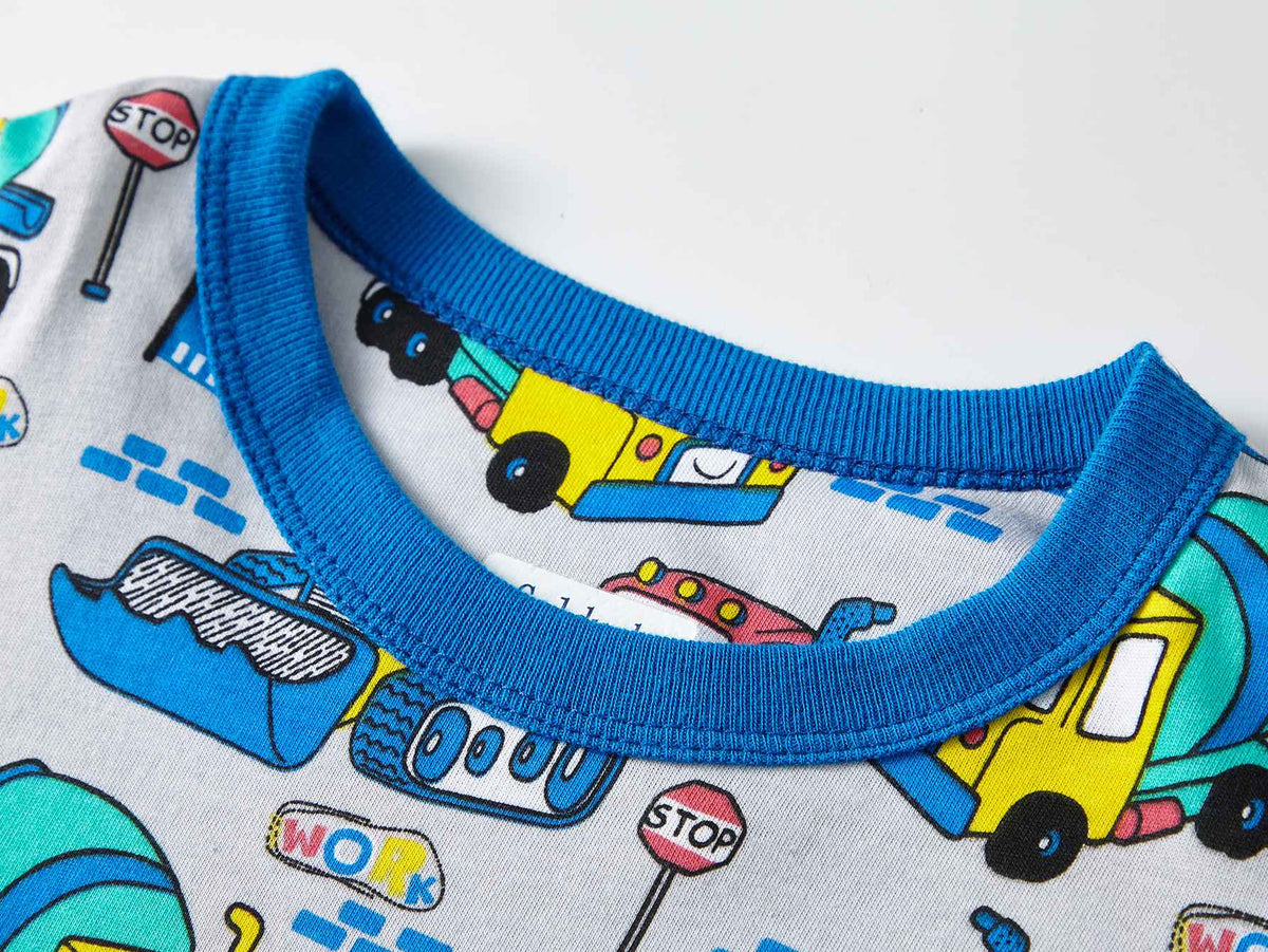 Boys Cartoon Engineering Car Pajamas Set 100% Cotton 2PC Loungewear Long Sleeve Elastic Cuffs Soft sleepwear For Kids 1-8 Years