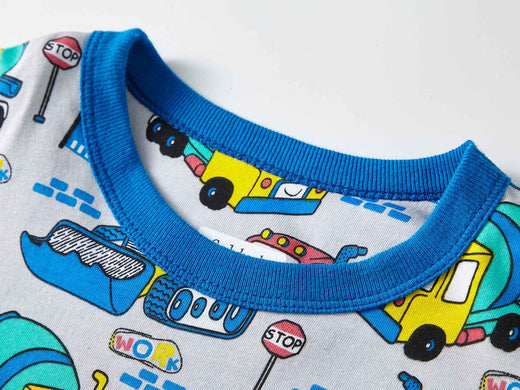 Boys Cartoon Engineering Car Pajamas Set 100% Cotton 2PC Loungewear Long Sleeve Elastic Cuffs Soft sleepwear For Kids 1-8 Years