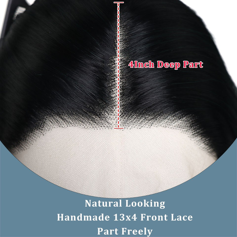 Ombre Dark Green Wavy Synthetic Wigs Dark Roots Cosplay 13x4 Lace Front Green Wig For Women Pre Plucked Natural Hairline
