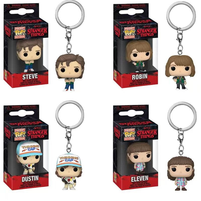 Funko POP NEW Arrive Keychain ELEVEN Demogorgon DUSTIN Barb Steve Robin Keychain Toy Vinyl Figure Model Kid Toys