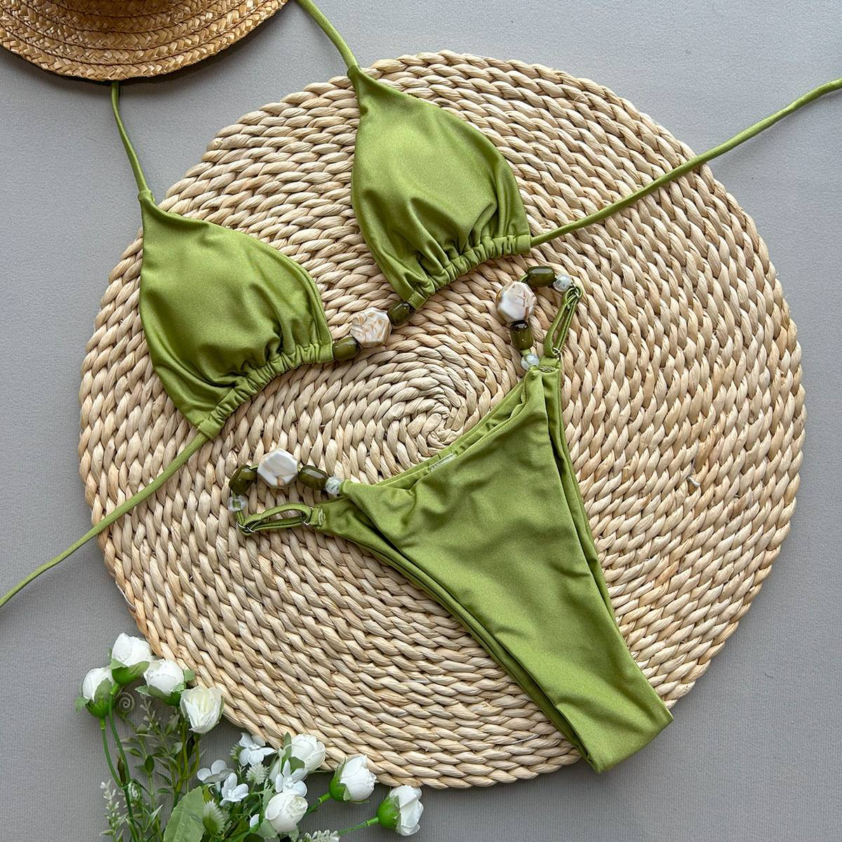 2025 New Bikini Sexy Bikini Solid Color Split Women's Swimsuit