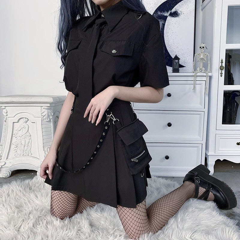 High Waist Black Skirts Harajuku Punk Gothic Women Sexy Patchwork Bandage Mini Female Streetwear Black Skirt