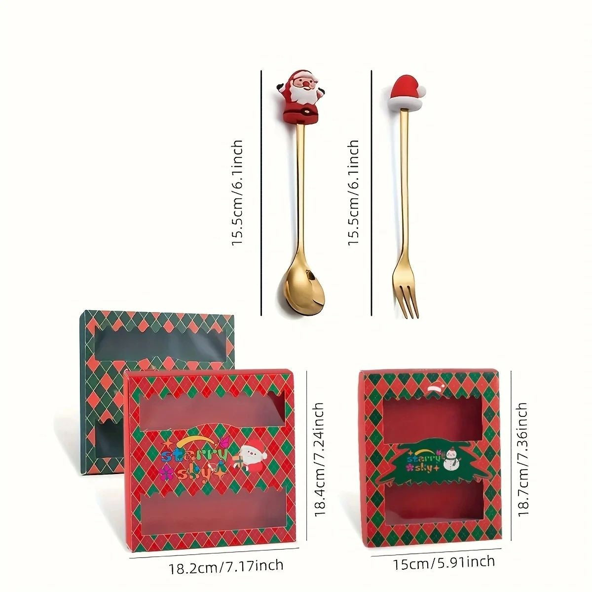 Christmas Themed Cutlery Set Stainless Steel Creative Cartoon Knife Fork Spoon 2/4/6pcs Set Holiday Gift Cutlery Decoration