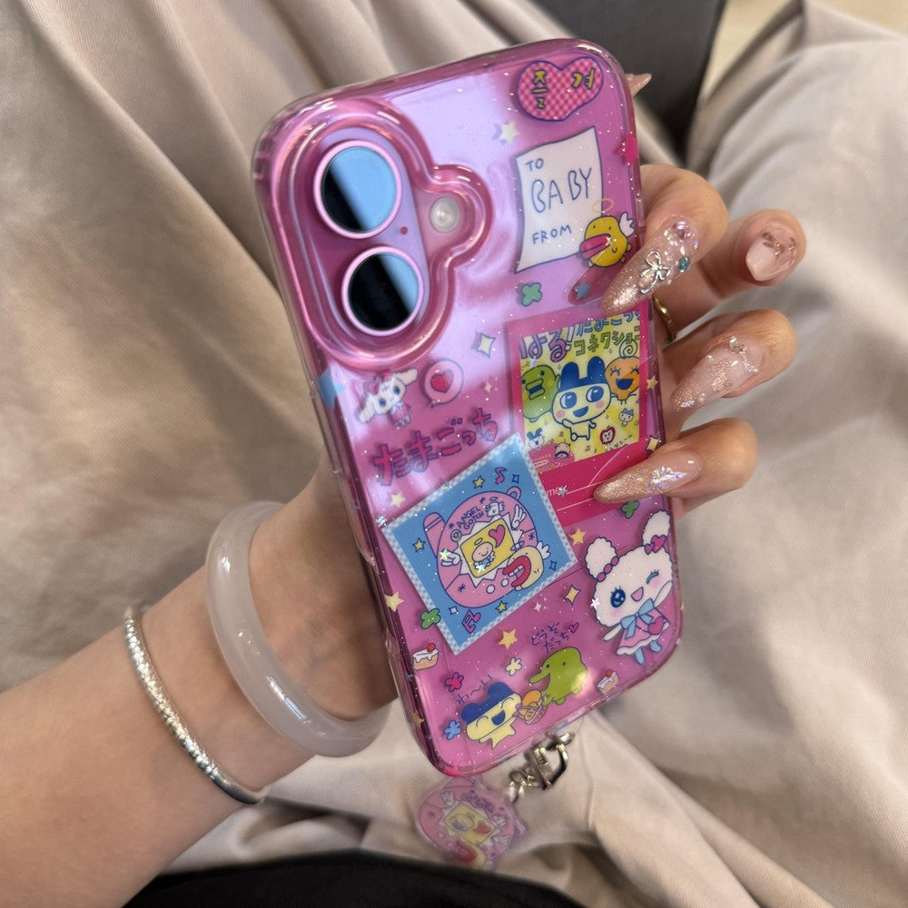 Ins Japan Lovely Anime Cute Cartoon Glitter Phone Case For iPhone 16 15 14 13 12 11 Pro MAX XR XS MAX 7 8 Plus Y2K Kawaii Cover