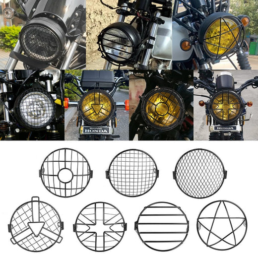 Motorcycle Universal Vintage Headlight Protector Retro Grill Light Lamp Cover For Harley Ducati Chopper Yamaha Cafe Racer