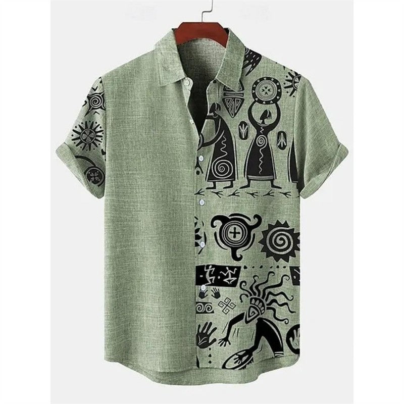 Men's Summer Hawaiian Casual Fashion Social Beach Style Short Sleeved Printed Loose Retro Vacation Shirt Camisas Estampadas