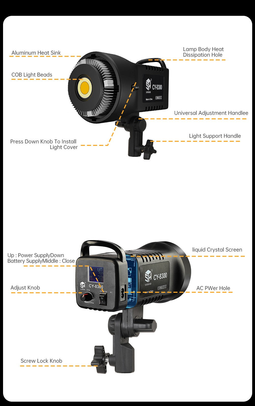 115/135W Photography Bowens Lighting LED 220V Video Studio Daylight-Balanced Lamp Portrait Flash Studio 3000-6000K 3 Colors