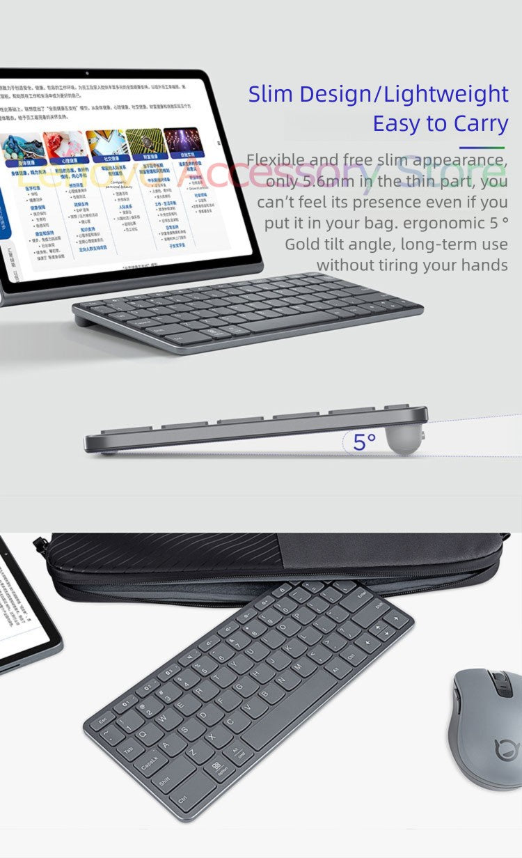 Lenovo Xiaoxin Air Wireless Bluetooth Keyboard Connect 3 Devices Windows10 iPadOS15 Android10 for Laptop Pad Tablet Tab Phones