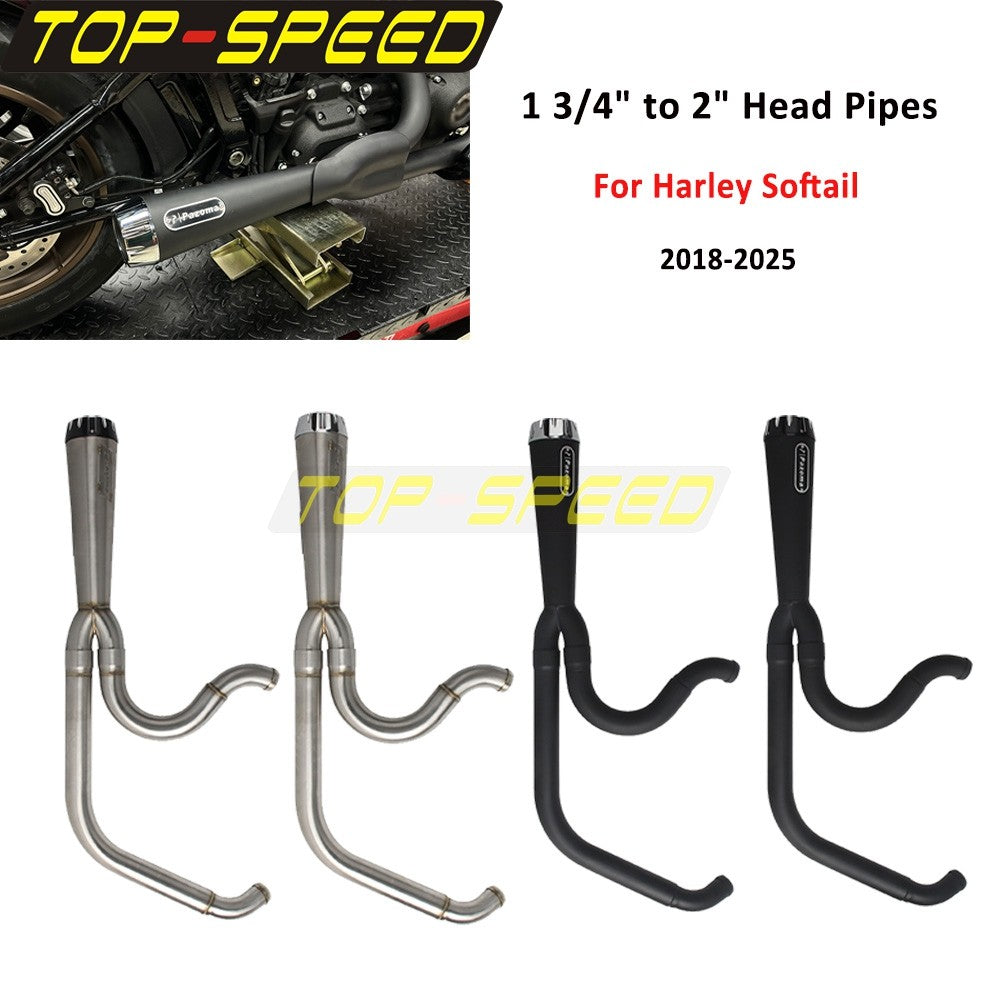 For Harley Softail Low Rider Standard Fat Bob Slim Deluxe Street Bob 2018+ Motorcycle 2-in-1 Exhaust System Exhause Muffler Pipe