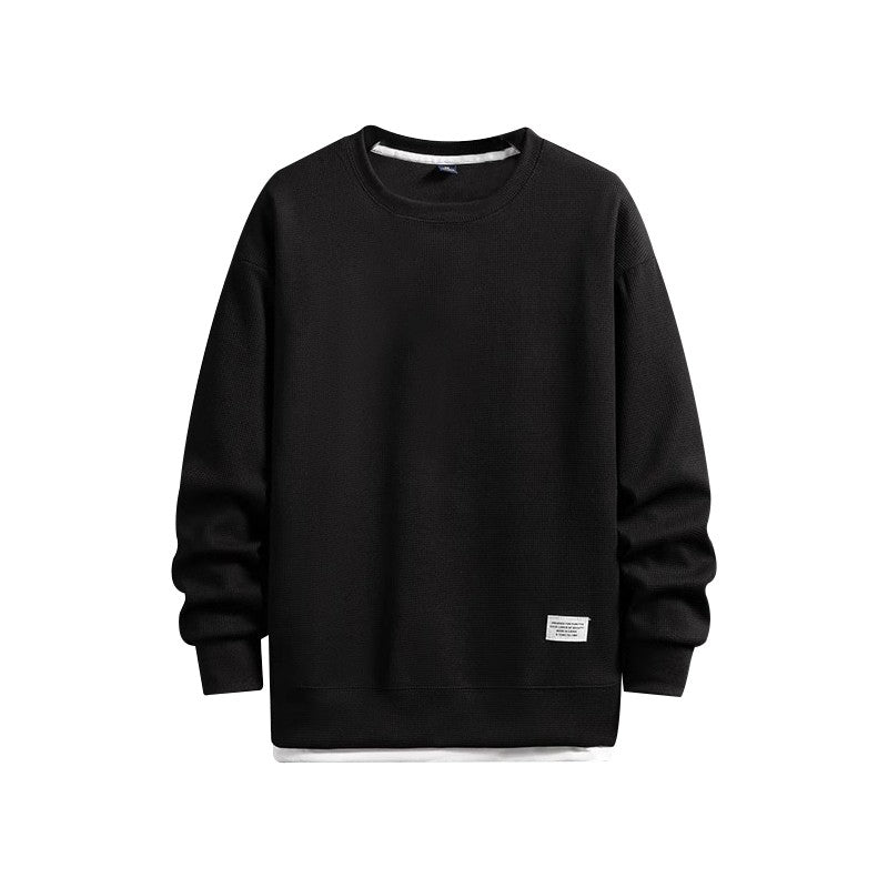 High-end Quality Waffle Fabric Round Neck T Shirts Long Sleeved 2023 Spring Autumn Casual All-match T-shirt Fashion Men Clothing