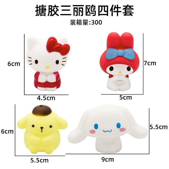 5Pcs-Set Sanrio Cinnamoroll Anime Figure Pochacco Kuromi Pom Pom Purin Hello Kitty Action Figure Toys Model Doll My Melody Gifts