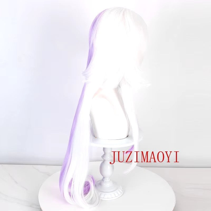 Anime Bungou Stray Dogs Cosplay 100cm Long Sigma Cosplay Wig Purple White Sigma Wigs Heat Resistant Synthetic Hair + Wig Cap
