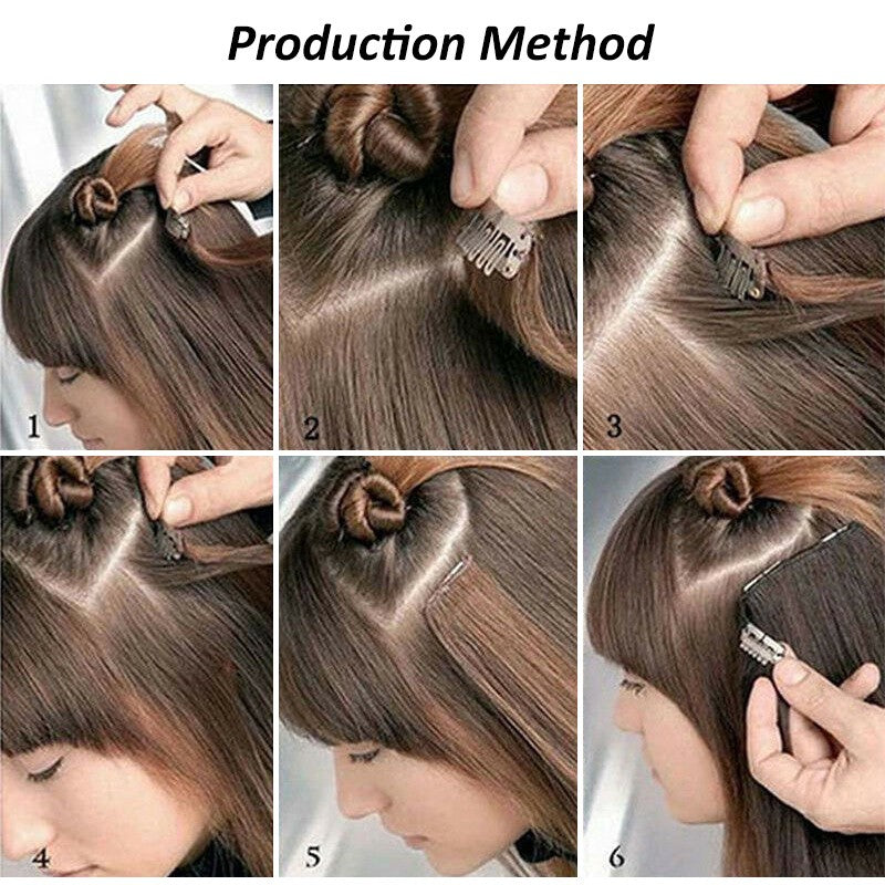 24Inch Synthetic 7Pcs/set Long Straight Hair Extension 16Clips Hairstyle Black Blonde Hairpiece for Women 2026