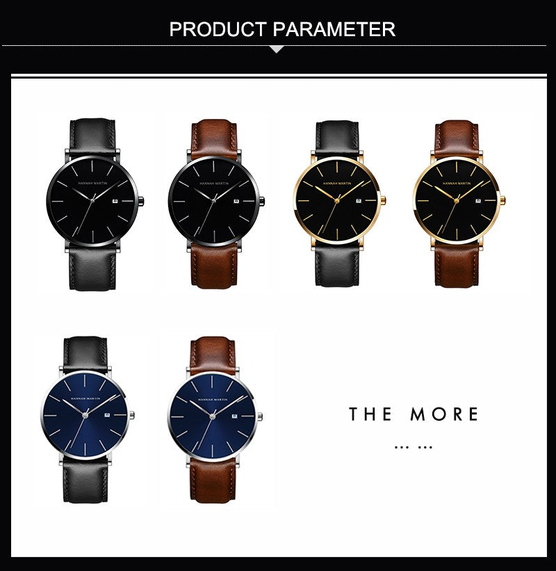 Classic Bauhaus Design Men Watch Dark Blue Japan Quartz Waterproof Stainless Steel Fashion Business Calendar Ultra Thin Watches