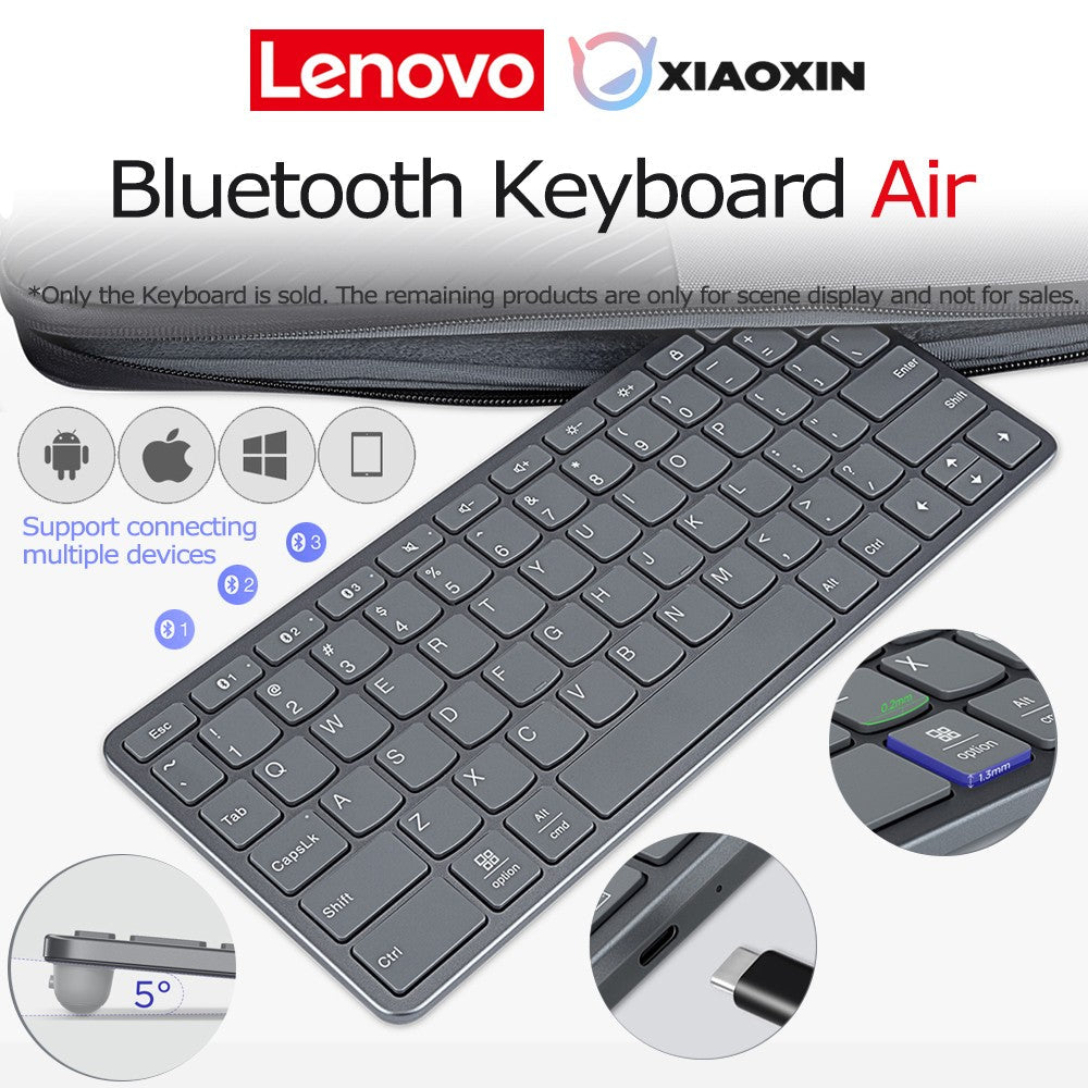 Lenovo Xiaoxin Air Wireless Bluetooth Keyboard Connect 3 Devices Windows10 iPadOS15 Android10 for Laptop Pad Tablet Tab Phones