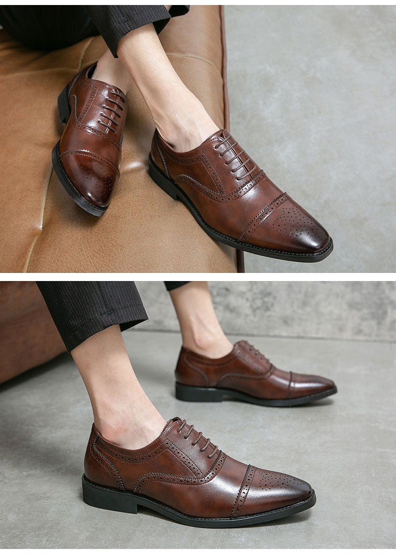 Men Oxfords Brogue Shoes Fashion Breathable Split Leather 38-48 Size Boys Black Soft Outdoor Casual Autumn Mules Dress Flats