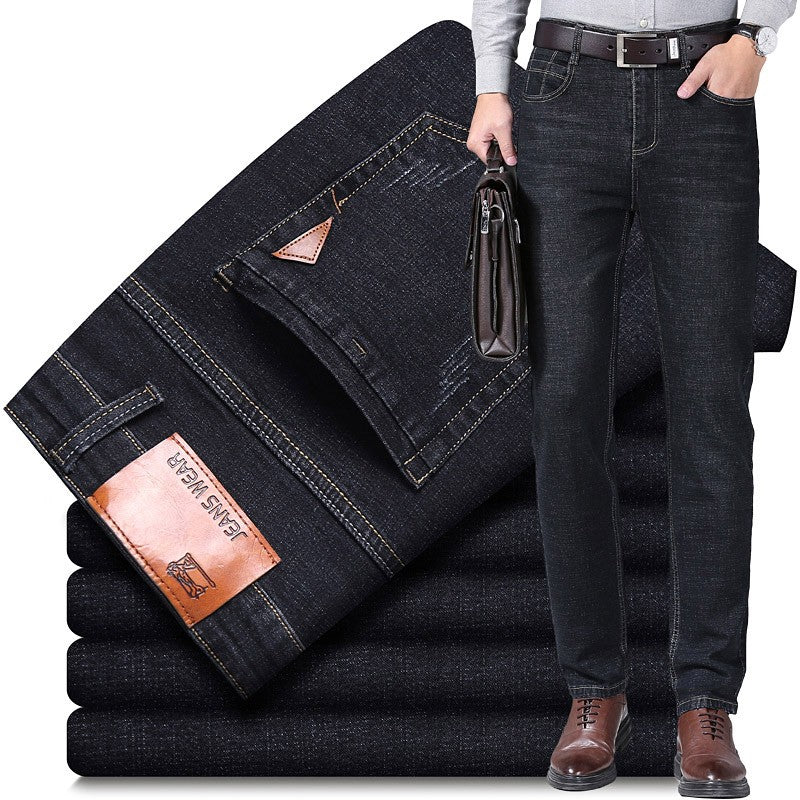 2024 NEW Men's Fashion Business Jeans Classic Style Casual Stretch Slim Jean Pants Male Brand Denim Trousers Black Blue