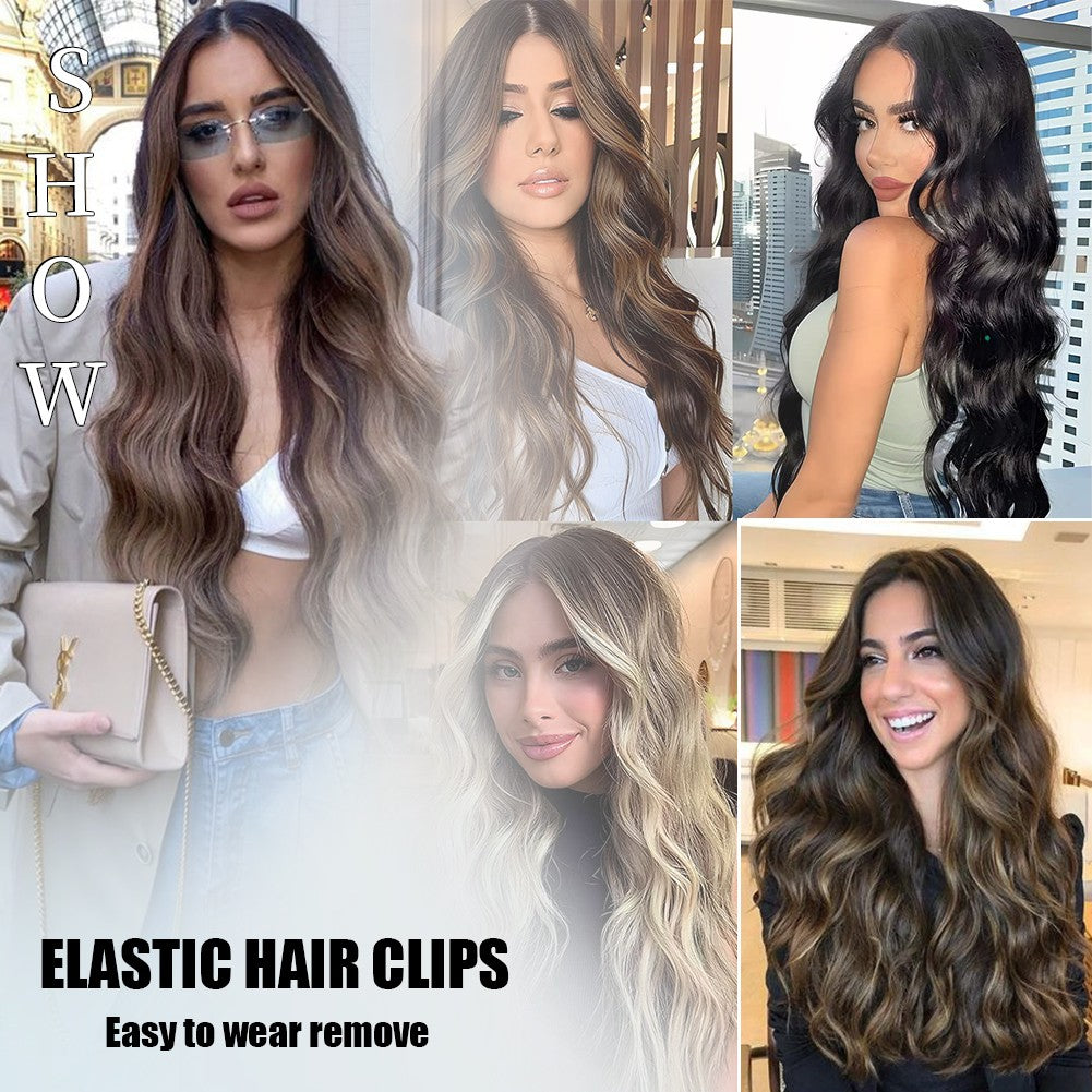 Body Wave Hairstyle Synthetic Hair Extensions 4pcs/set Head Wigs Clip Clips Hair Extensions For Women Girls